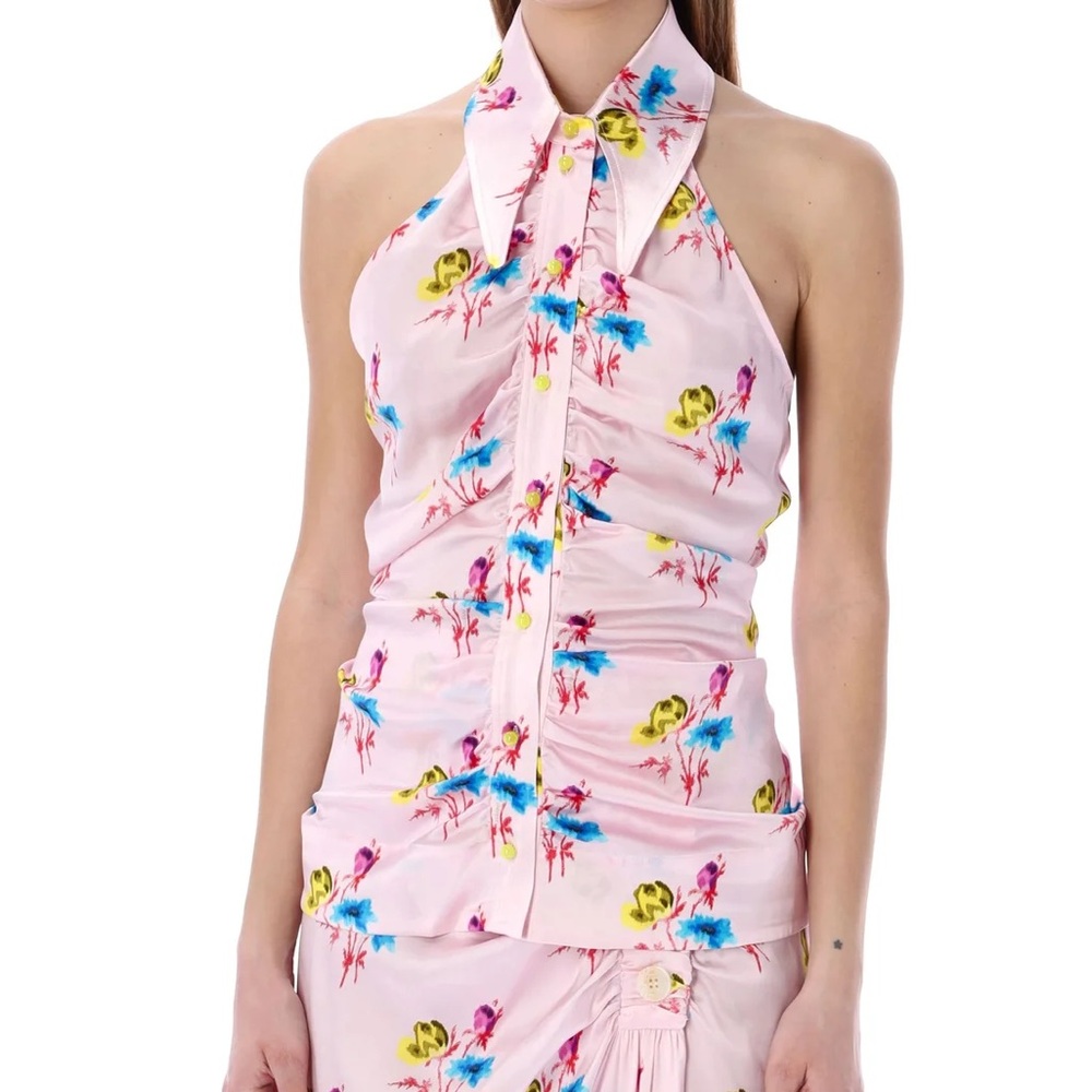 Ganni Floral Printed Halterneck Top